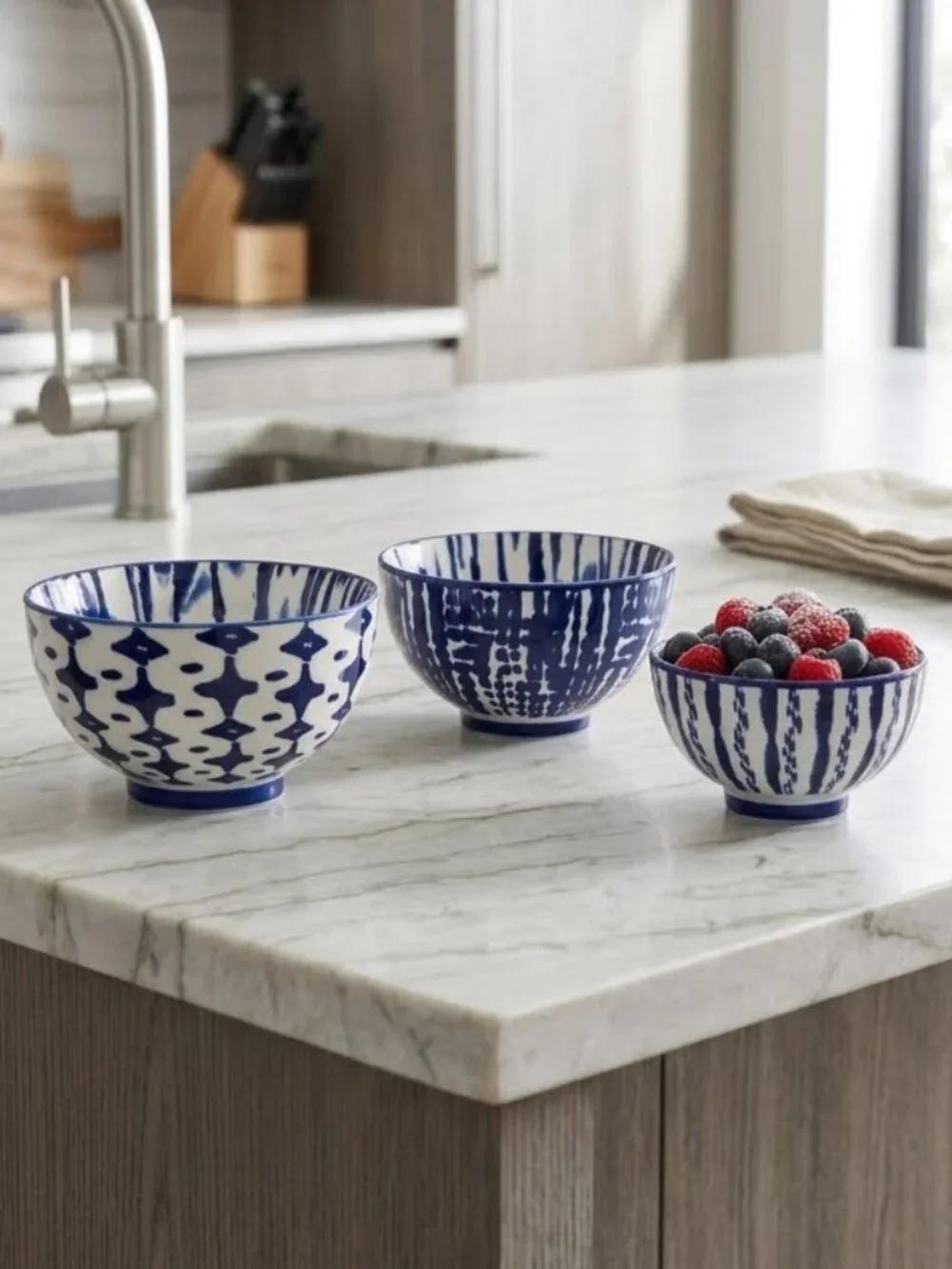 West Elm Indigo Tie-Dye Nesting Bowls (Set of 3)